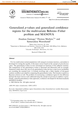 Generalized P-Values and Generalized Confidence Regions for The