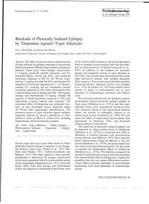 Blockade of Photically Induced Epilepsy by 'Dopamine Agonist' Ergot Alkaloids