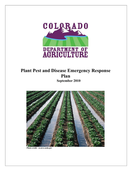 Plant Pest and Disease Emergency Response Plan September 2010