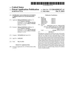 (12) Patent Application Publication (10) Pub. No.: US 2014/0302147 A1 HARTMAN Et Al