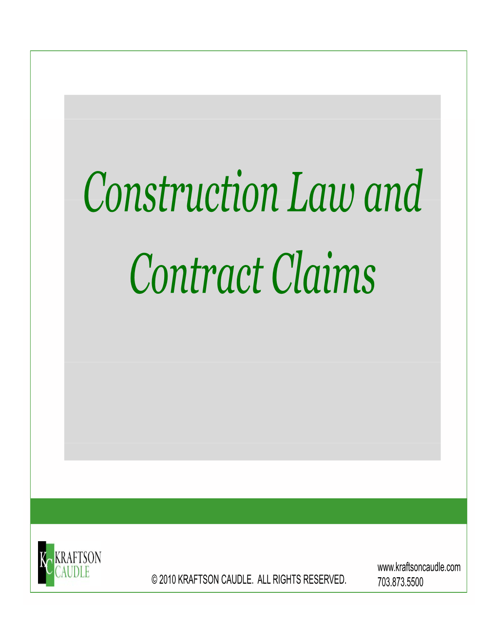 Construction Law and Contract Claims