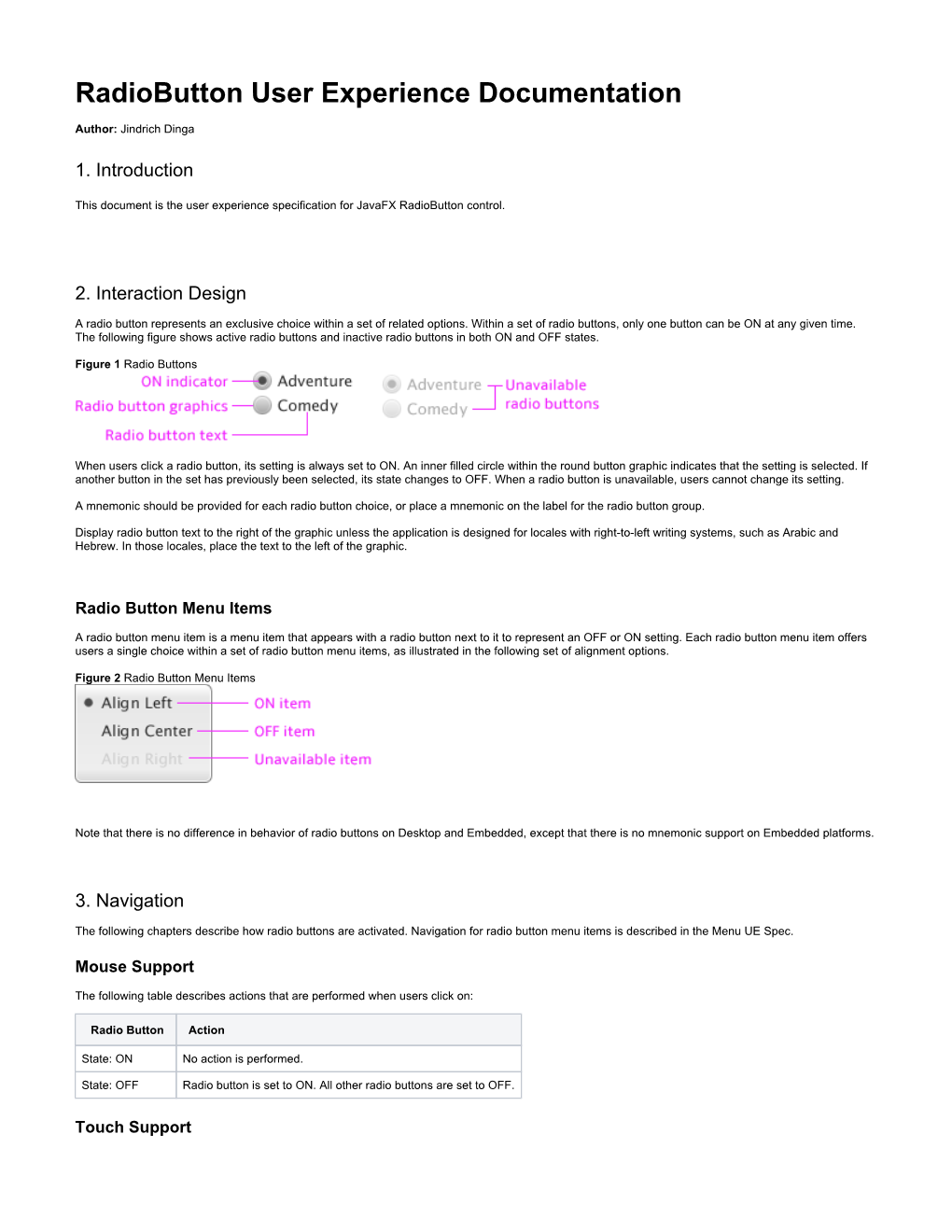 Radiobutton User Experience Documentation