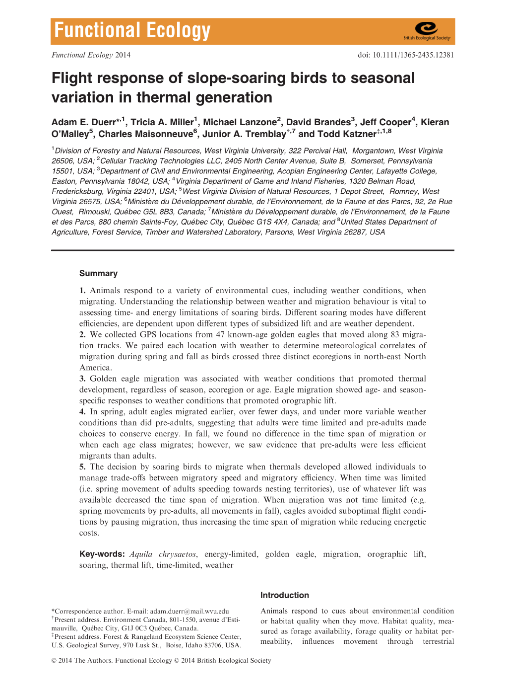 Flight Response of Slope‐Soaring Birds To