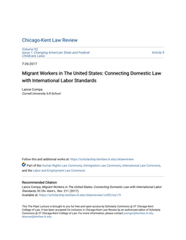 Migrant Workers in the United States: Connecting Domestic Law with International Labor Standards