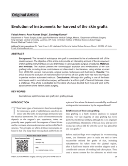 Evolution of Instruments for Harvest of the Skin Grafts Original Article