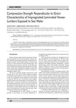 Compression Strength Perpendicular to Grain Characteristics of Impregnated Laminated Veneer Lumbers Exposed to Sea Water