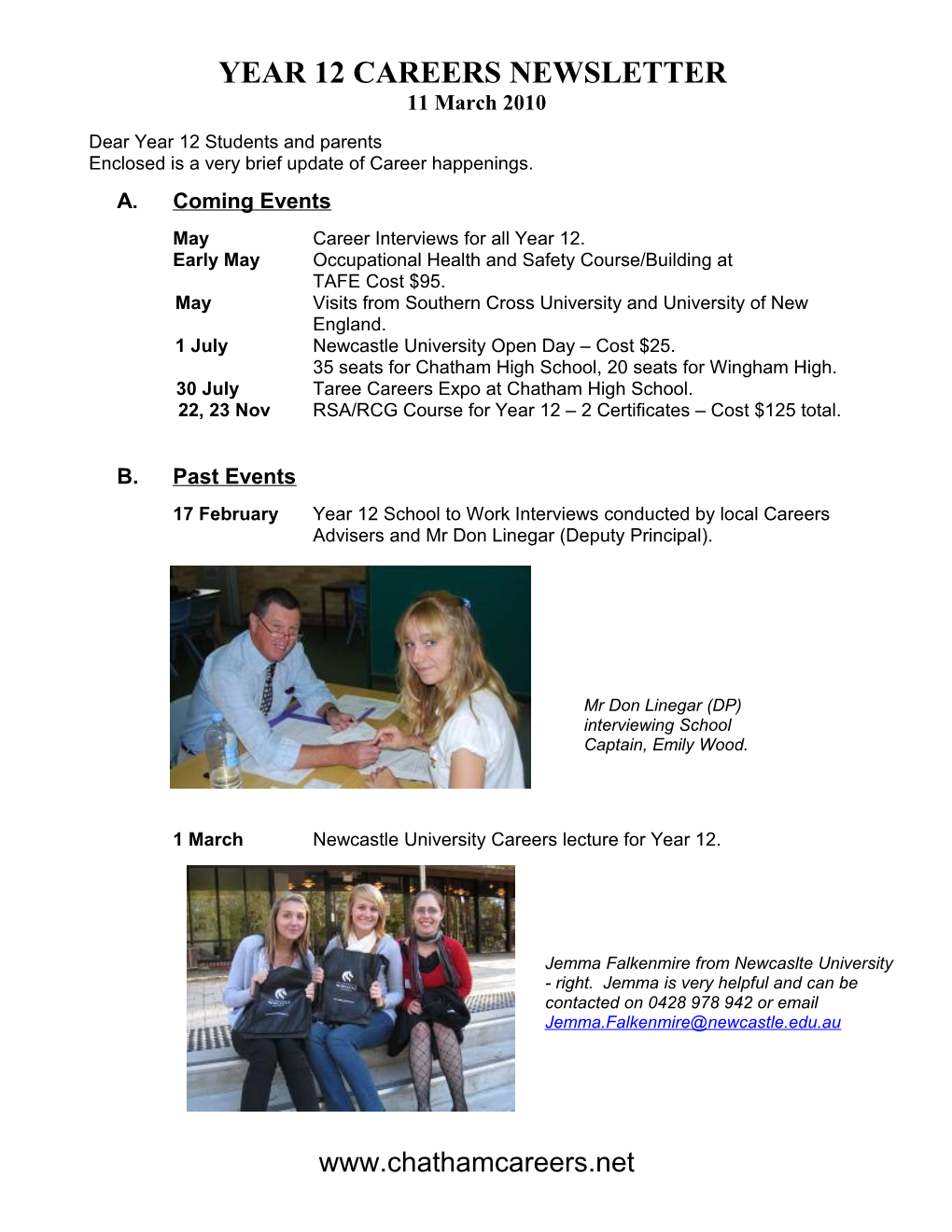 Year 12 Career Newsletter 2006