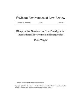 Blueprint for Survival: a New Paradigm for International Environmental Emergencies