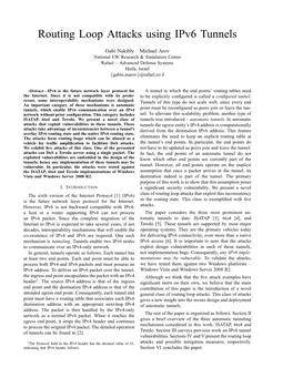 Routing Loop Attacks Using Ipv6 Tunnels