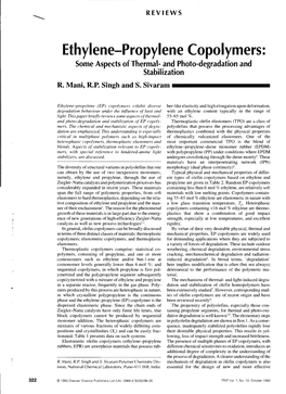 Ethylene-Propylene Copolymers: Some Aspects of Thermal- and Photo-Degradation and Stabiiization R