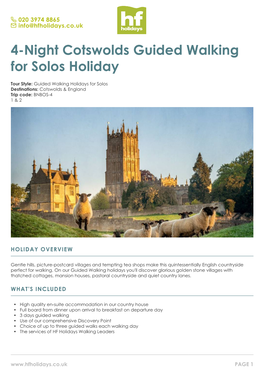 4-Night Cotswolds Guided Walking for Solos Holiday