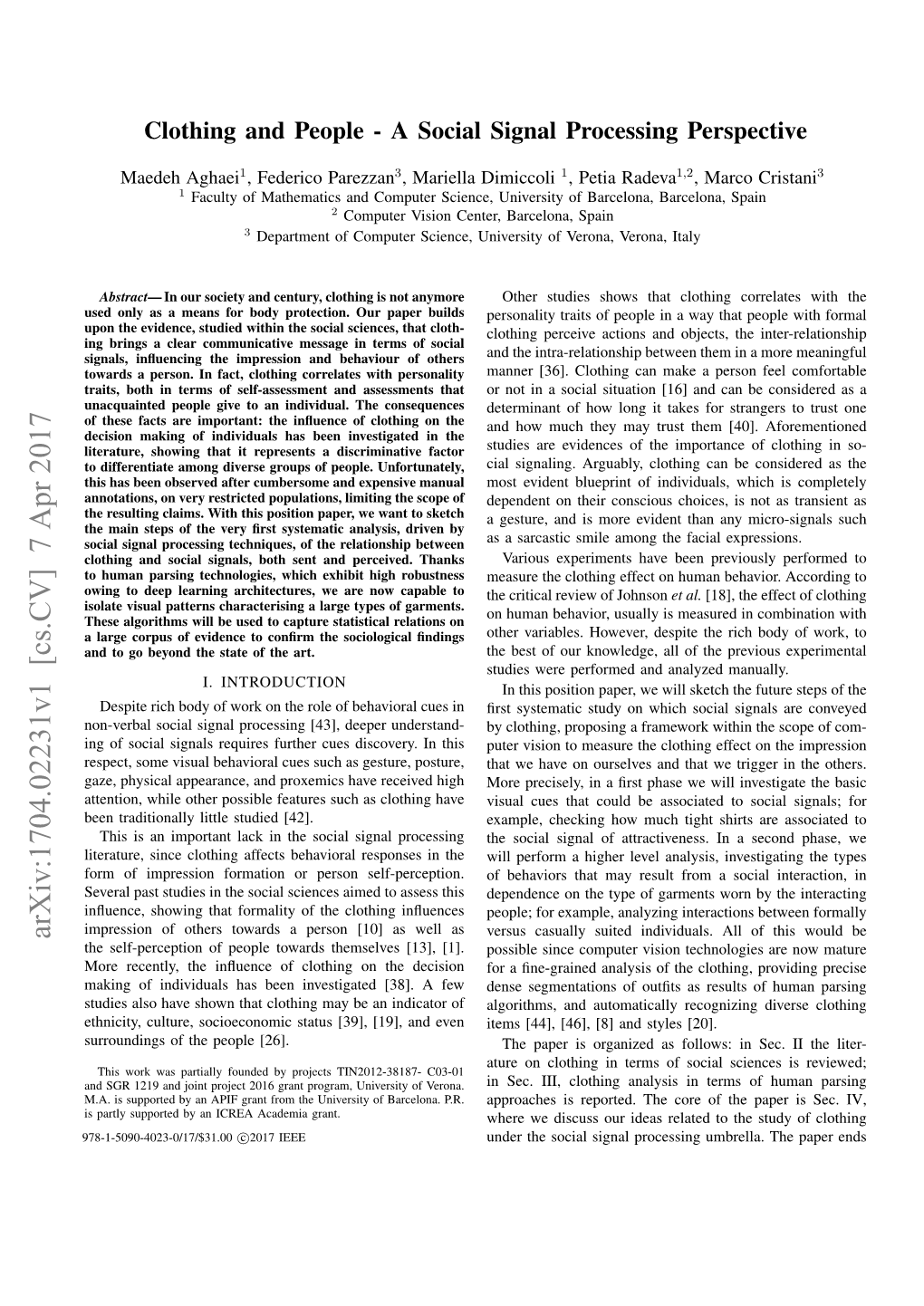 Clothing and People-A Social Signal Processing Perspective