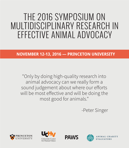 The 2016 Symposium on Multidisciplinary Research in Effective Animal Advocacy