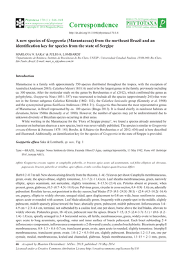 A New Species of Goeppertia (Marantaceae) from the Northeast Brazil and an Identification Key for Species from the State of Sergipe