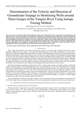 Determination of the Velocity and Direction of Groundwater Seepage in Monitoring Wells Around Three-Gorges of the Yangtze River