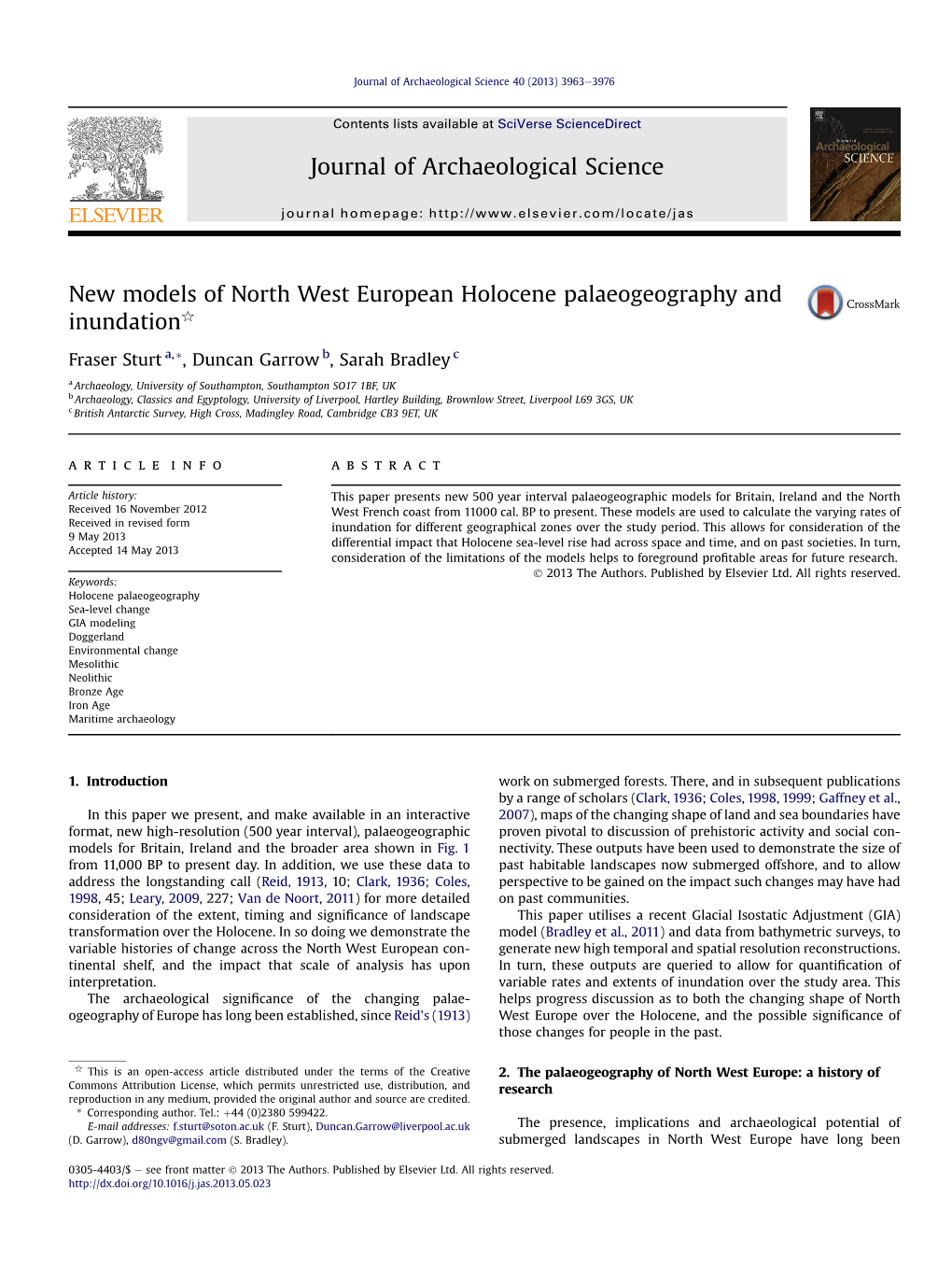 New Models of North West European Holocene Palaeogeography and Inundationq