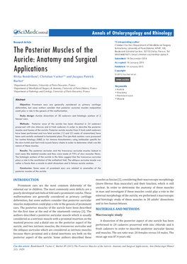 The Posterior Muscles of the Auricle: Anatomy and Surgical Applications