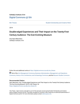 Double-Edged Experiences and Their Impact on the Twenty-First-Century Audience: the Ever-Evolving Museum" (2019)