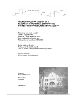 The Metropolitan Mission of a Research University: a Study of the Context and Opportunities for Faculty