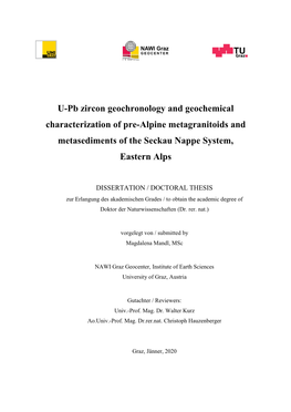 U-Pb Zircon Geochronology and Geochemical Characterization of Pre-Alpine Metagranitoids and Metasediments of the Seckau Nappe System, Eastern Alps