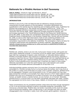 Rationale for a Plinthic Horizon in Soil Taxonomy