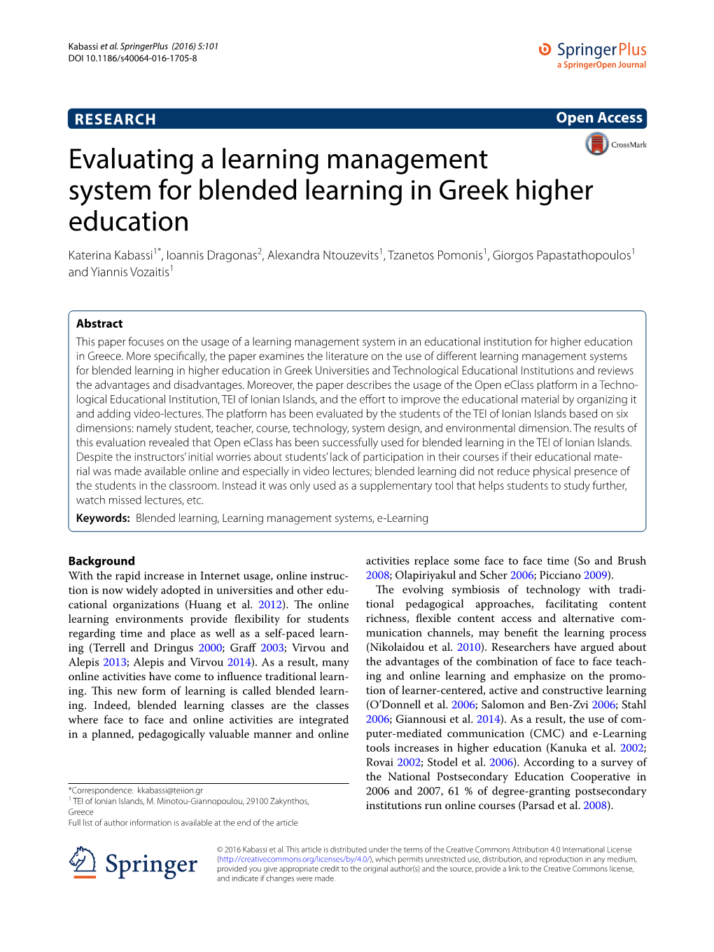 Evaluating a Learning Management System for Blended Learning In