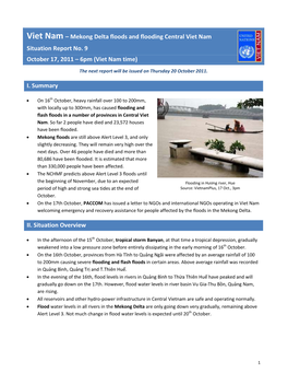 Mekong Delta Floods and Flooding Central Viet Nam Situation Report No