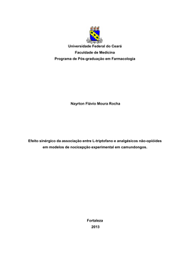 Universidade Federal Do Ceará Faculdade De Medicina Programa De Pós-Graduação Em Farmacologia
