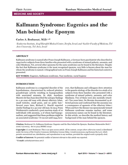 Kallmann Syndrome: Eugenics and the Man Behind the Eponym