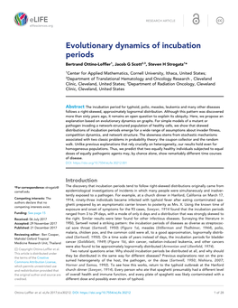Evolutionary Dynamics of Incubation Periods Bertrand Ottino-Loffler1, Jacob G Scott2,3, Steven H Strogatz1*