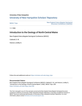 Introduction to the Geology of North-Central Maine