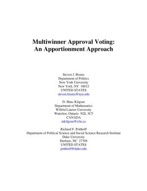 Multiwinner Approval Voting: an Apportionment Approach