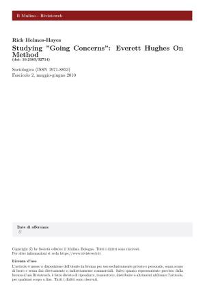 Studying “Going Concerns”: Everett C. Hughes on Method by Rick Helmes-Hayes Doi: 10.2383/32714