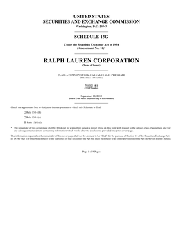 RALPH LAUREN CORPORATION (Name of Issuer)