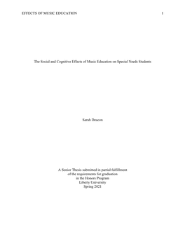 The Social and Cognitive Effects of Music Education on Special Needs Students