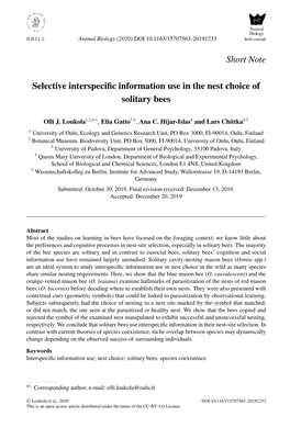 Short Note Selective Interspecific Information Use in The