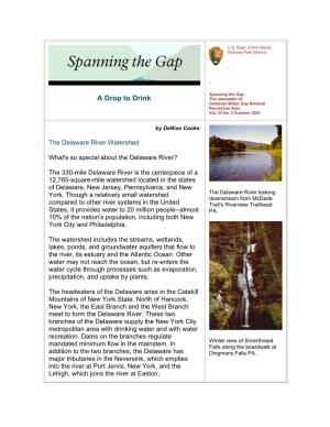 A Drop to Drink the Newsletter of Delaware Water Gap National Recreation Area Vol