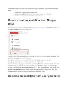 Create a New Presentation from Google Drive Upload A