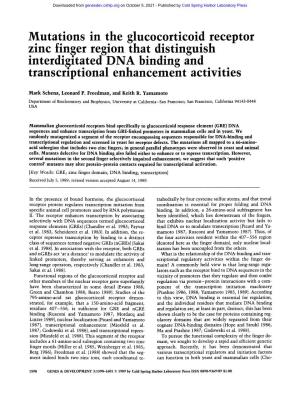 Mutations in the Glucocorticoid Receptor Zinc Finger Region That Distinguish Interdigitated DNA Binding and Transcriptional Enhancement Activities