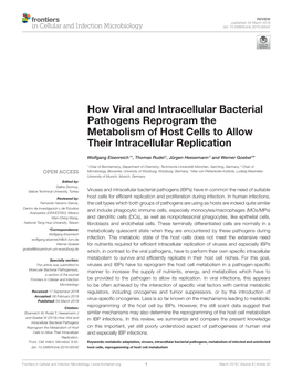 How Viral and Intracellular Bacterial Pathogens Reprogram the Metabolism of Host Cells to Allow Their Intracellular Replication