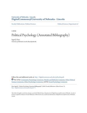 Political Psychology (Annotated Bibliography) Ingrid J