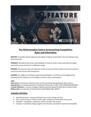 Wescreenplay Feature Competition