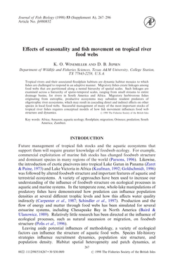 Effects of Seasonality and Fish Movement on Tropical River Food Webs