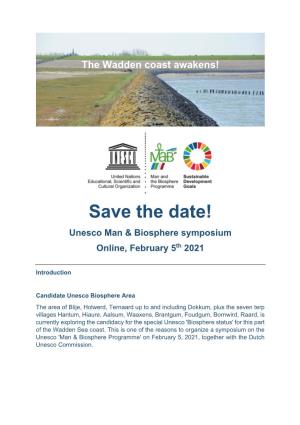Save the Date! Unesco Man & Biosphere Symposium Online