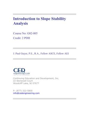 Introduction to Slope Stability Analysis