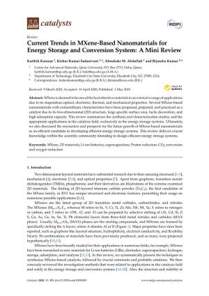Current Trends in Mxene-Based Nanomaterials for Energy Storage and Conversion System: a Mini Review