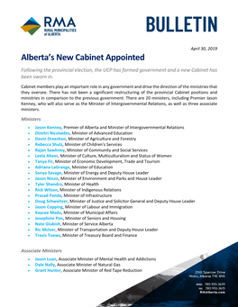 RMA Alberta's New Cabinet Appointed.Pdf