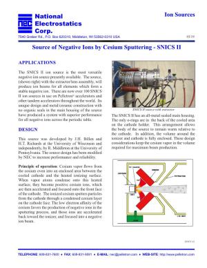 Source of Negative Ions by Cesium Sputtering - SNICS II