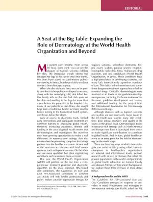 Expanding the Role of Dermatology at the World Health Organization and Beyond