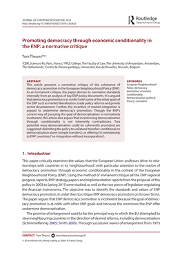 Promoting Democracy Through Economic Conditionality in the ENP: a Normative Critique